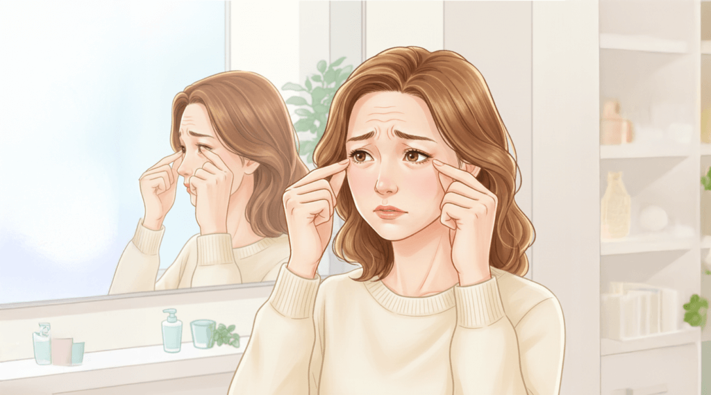 目の上のたるみが気になる女性
